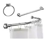 Various commercial grade accessories including: soap dishes, shower curtains & rods, towel hooks & bars, toothbrush holders, utility shelves, etc.